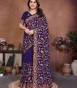  party wear lakhnowi soft silk saree