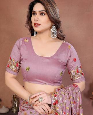 party wear lakhnowi soft silk saree 2