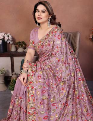 party wear lakhnowi soft silk saree 3