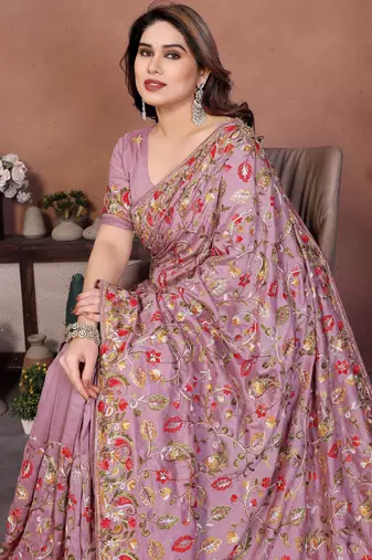 party wear lakhnowi soft silk saree