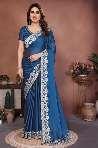 New trendy stylish party wear silk saree