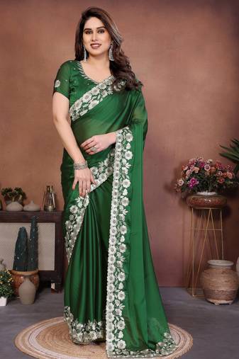 New trendy stylish party wear silk saree