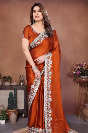New trendy stylish party wear silk saree