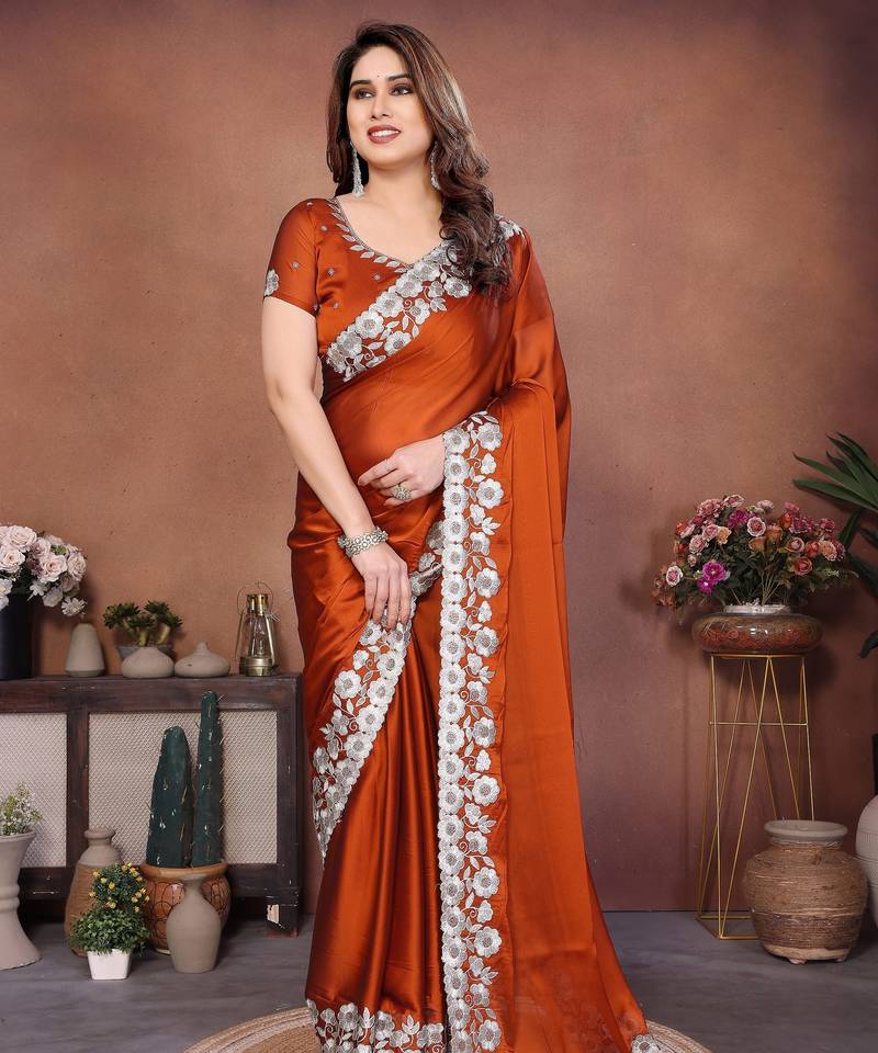 New trendy stylish party wear silk saree