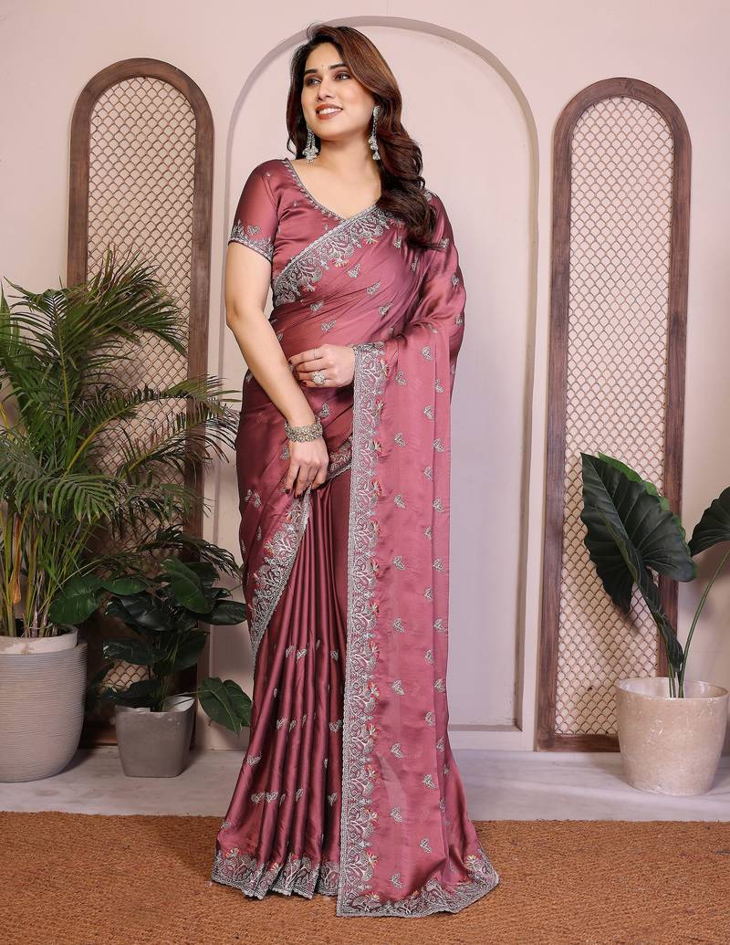 New trendy stylish party wear silk saree