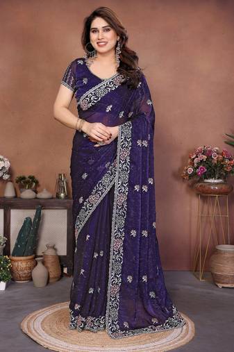  party wear soft chiffon silk saree