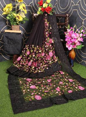 party wear soft net saree 3