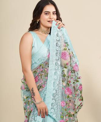 party wear soft net saree 2