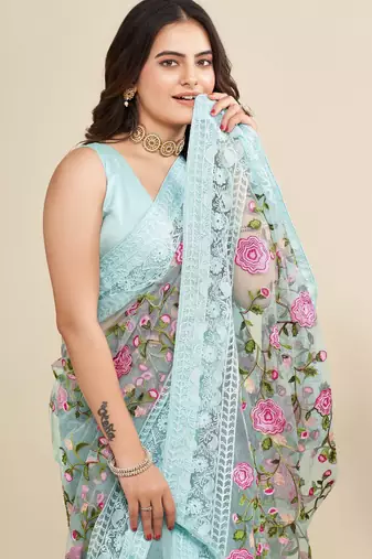 party wear soft net saree