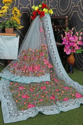 party wear soft net saree