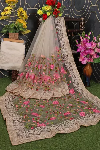 party wear soft net saree