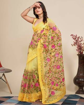 party wear soft net saree 2