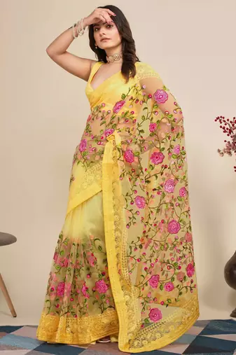 party wear soft net saree