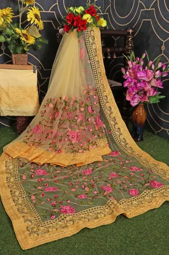 party wear soft net saree