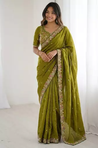  party wear soft satin chiffon saree