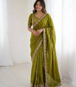  party wear soft satin chiffon saree