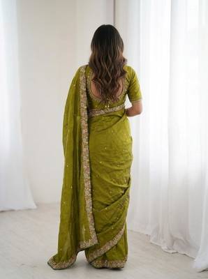 party wear soft satin chiffon saree 3