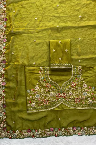 party wear soft satin chiffon saree