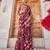 Wine printed chiffon drape saree set