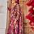Wine printed chiffon drape saree set