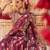 Wine printed chiffon drape saree set
