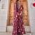 Wine printed chiffon drape saree set