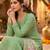 Glass organza embroidered suit set with handwork & muslin banarasi digital dupatta