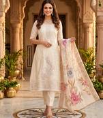 Glass organza embroidered suit set with handwork & muslin banarasi digital dupatta