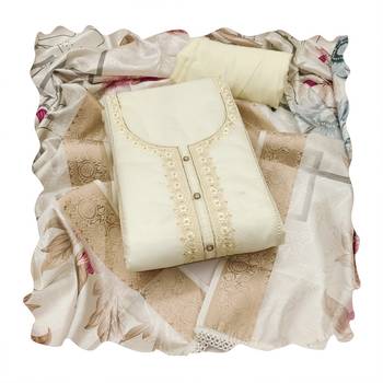 Glass organza embroidered suit set with handwork & muslin banarasi digital dupatta 2