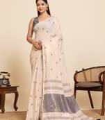 black linen embroidered saree with blouse