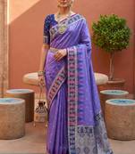 lavender art silk woven saree with blouse