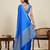 royal blue art silk woven saree with blouse