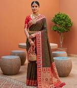 mehendi art silk woven saree with blouse