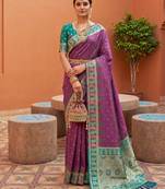 onion pink art silk woven saree with blouse