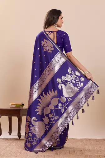 violet art silk woven saree with blouse