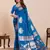 royal blue art silk woven saree with blouse