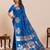 royal blue art silk woven saree with blouse