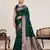 dark green art silk woven saree with blouse