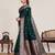 dark green art silk woven saree with blouse