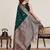 dark green art silk woven saree with blouse