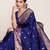 navy blue art silk woven saree with blouse