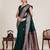 dark green art silk woven saree with blouse