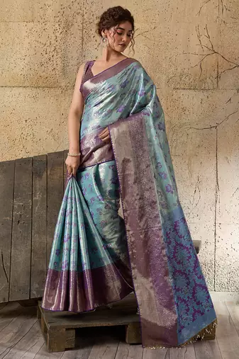 violet art silk woven saree with blouse