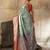 turquoise art silk woven saree with blouse