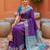 violet art silk woven saree with blouse