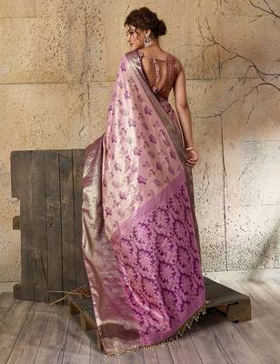 purple art silk woven saree with blouse 3