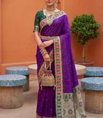 wine art silk woven saree with blouse