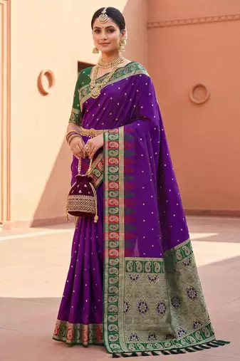 wine art silk woven saree with blouse