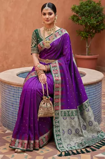 wine art silk woven saree with blouse
