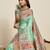 parrot green art silk woven saree with blouse